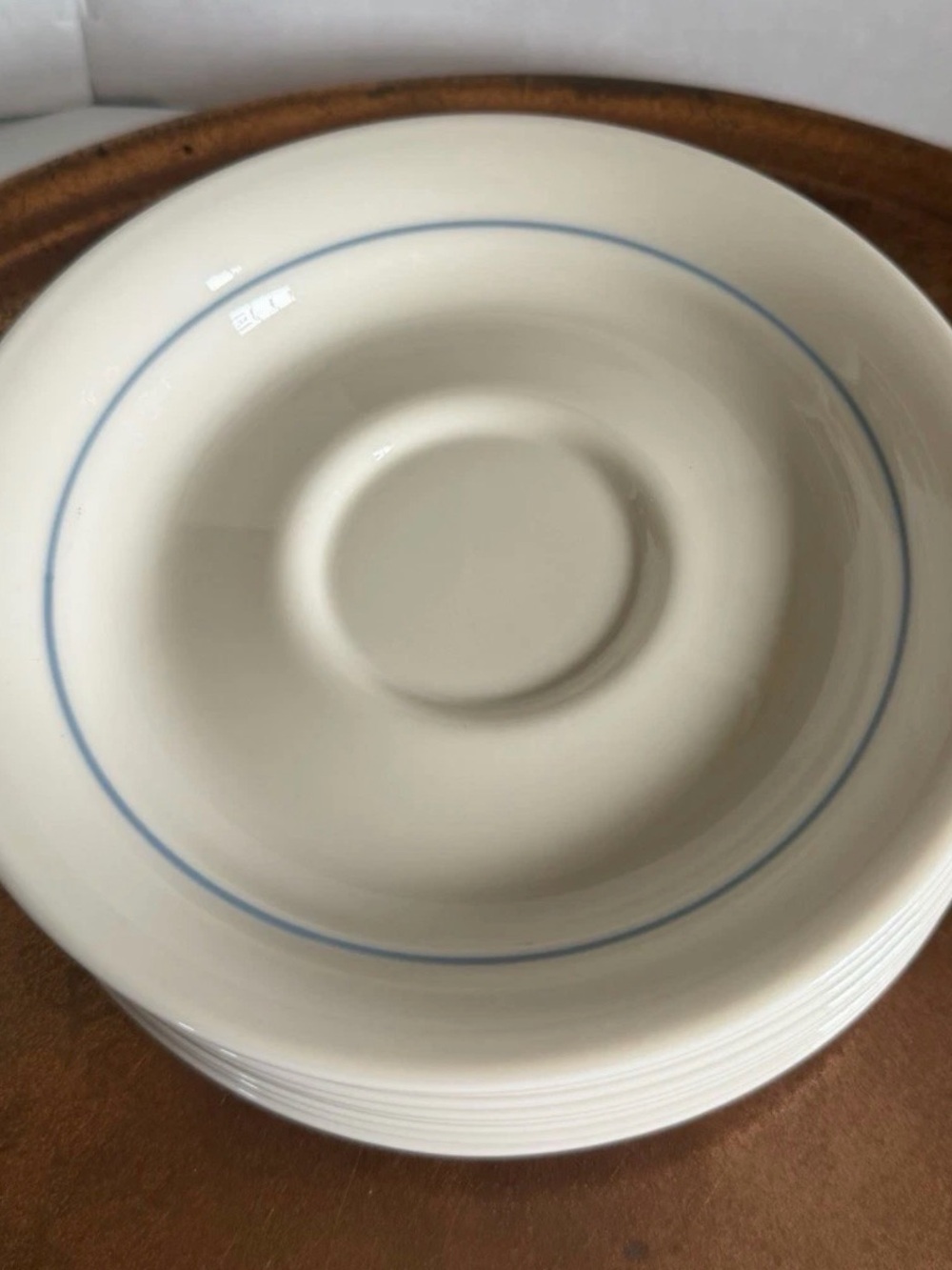 Classic White Saucer set of 8 with Thin Blue Rim Corelle